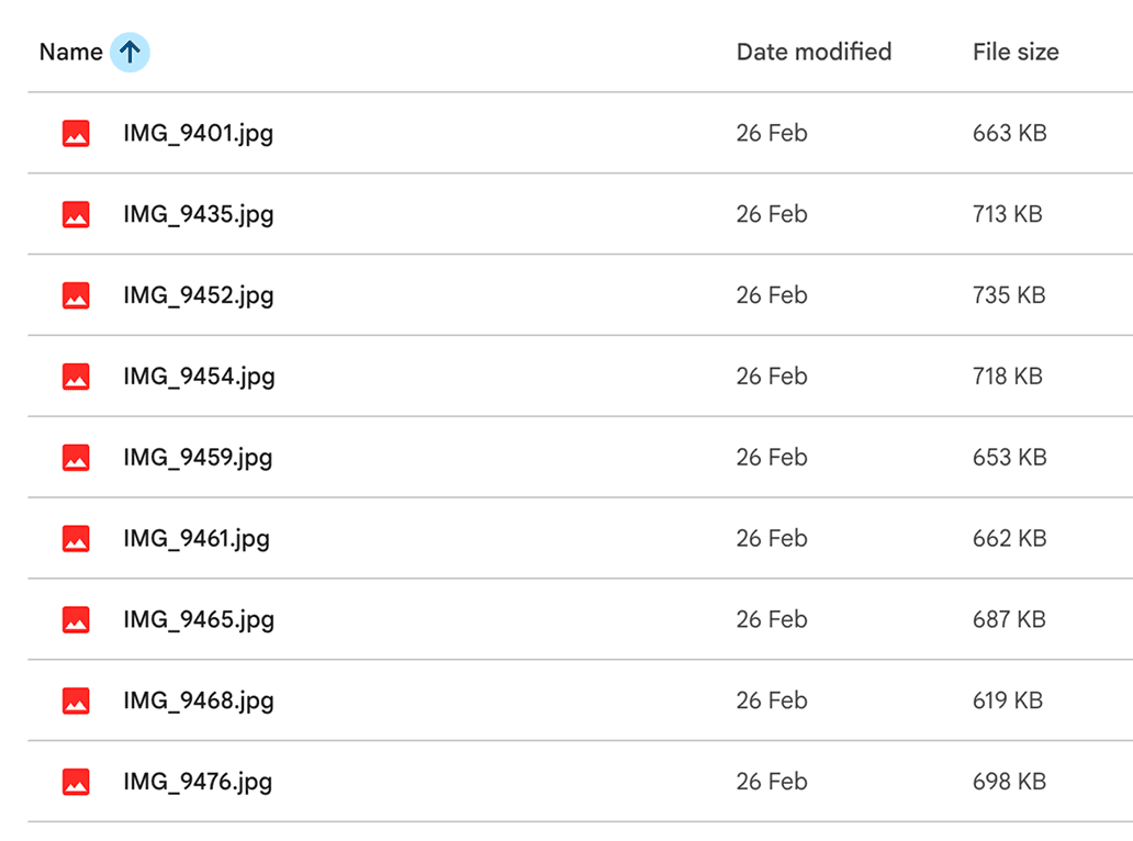 Google Drive file list view before switching to a more visual browser